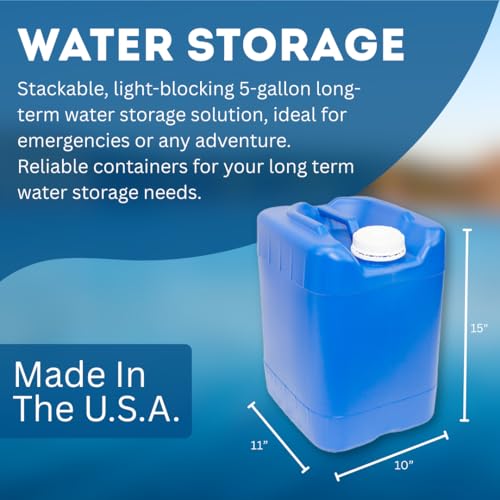 5-Gallon Stackable Water Storage Containers, w/Lids + Spigot, Easy Fill, Survial Supply, Emergency Water Storage for Camping and Disaster Preparedness, RV, Camping, 20 Gallon - Image 4