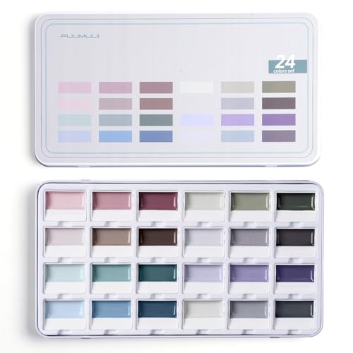 Fuumuui Watercolor Paint Set - 24 Colors Opaque Semi-Solid Warm Terracotta Watercolor for Figure Painting Portrait Sketch Professional Art Supplies for Artists & Beginners Painting Sketching