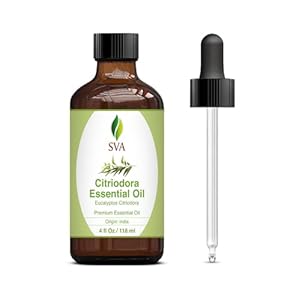 SVA Citriodora Essential Oil – 4 Fl Oz – 100% Natural Lemon Eucalyptus Oil – for Diffuser, Hair Care, Face, Skin Care, Aromatherapy, Scalp and Body Massage, Soap and Candle Making – with Dropper