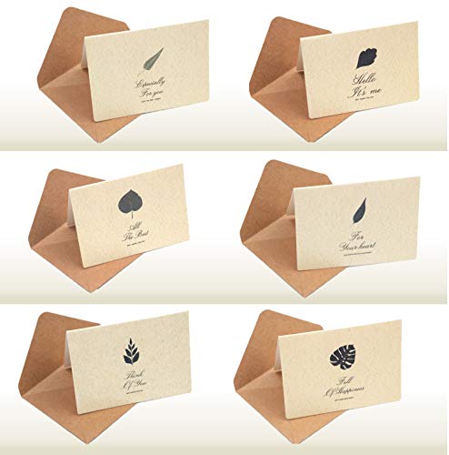 最安値 Xpdesign メッセージカード シンプル デザイン ナチュラルリーフ クラフト紙 グリーティング カード 名刺サイズ 封筒付き リーフ6種12個 の価格比較