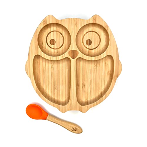 Children's plate bamboo - Owl red