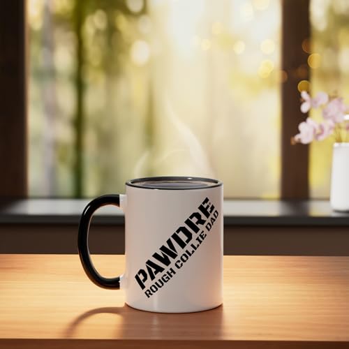 Taza de Cerámica Rough Collie Dad Negro/Blanco miniatura 3
