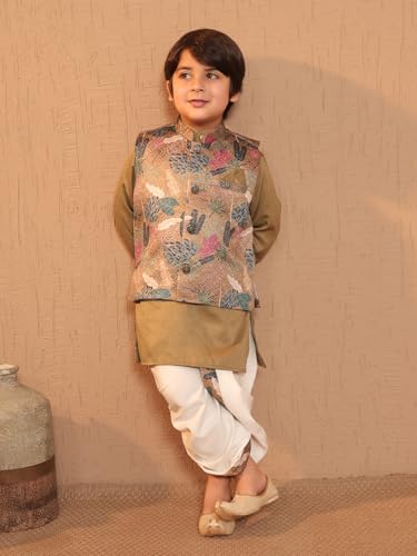 Image of AJ DEZINES Kids Ethnic Wear Kurta Waistcoat and Dhoti Pant for Boys