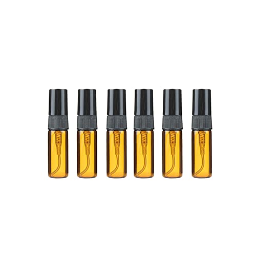 Botella de spray de vidrio mini 3ml botella marrón botella de spray negro tapa de botella de incienso de aceite esencial de limpieza de viaje se puede rellenar con botella de niebla fina (50 unidades)