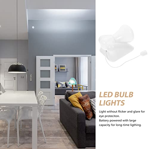 Uonlytech 1Pc Portable Wire Led Bulb Small Cabinet Lamp Night Light Battery Operated Wall Light Self Adhesive Wall Mount Light With Pull Chain #TOP6