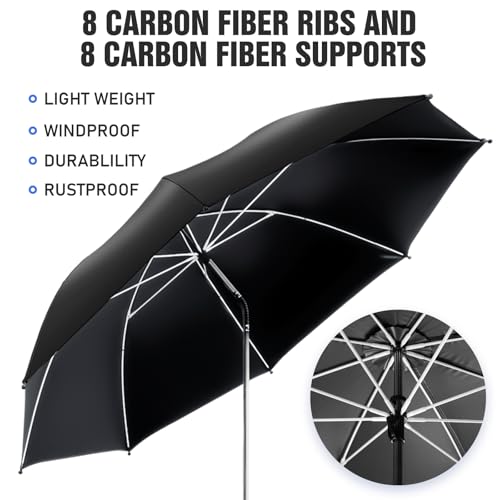 Image of 2 PACK Beach Umbrella with Clamp, 360 Adjustable Umbrellas for Chair, UPF50+ Umbrella for Beach Chair, Patio Chair, Wheelchair, Camping Chair, Golf Carts (Chair Not Included)