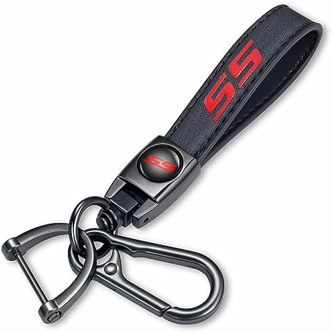 Leather Car Key Chain Metal Car Keyring Accessories Replacement with Suit for Chevy Camaro SS Cars Accessories, Keychain Keyring Family Present for Camaro SS Owners (SS-Black) image 5
