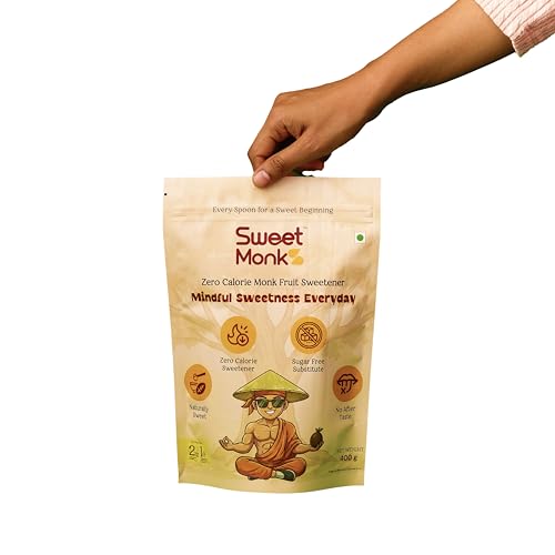 Image of Sweetmonk Monk Fruit Sweetener, 200g, Zero Calorie, Natural Sugar Substitute, Keto, PCOS, Diabetic Friendly, Gluten Free, Non-GMO (200g)