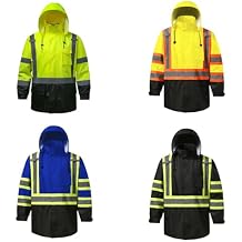 Reflective Rain jackets for men waterproof,Hi Vis Safety Coat,LG/XL