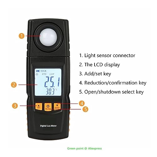Medidor de lux digital con rango automático y pantalla HD para control de iluminancia 6