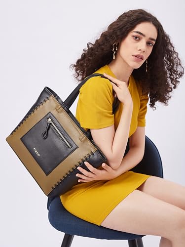 Image of Fargo Clara Tan Tote Bag for Women | Large Vegan Leather Handbag with RFID Pockets, Smooth Zip Closure, Premium Look | Stylish College, Office, Travel Tote | Made in India