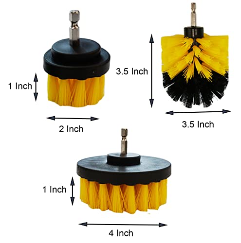 3 Pcs 3 Size Yellow Drill Brush Set, Power Scrubber Cleaning Brush For Bathroom And Home Supplies(Yellow, 3Pcs) #TOP1