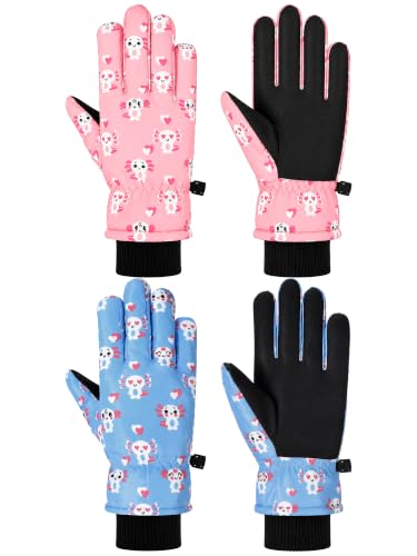 Image of Honoson 2 Pairs Kids Snow Gloves, Winter Waterproof