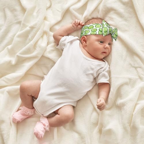 Bright Cucumber Slices Print Baby Girl Bows Headbands Baby Girls Newborn Headbands Infant Toddlers 0-6 Months4