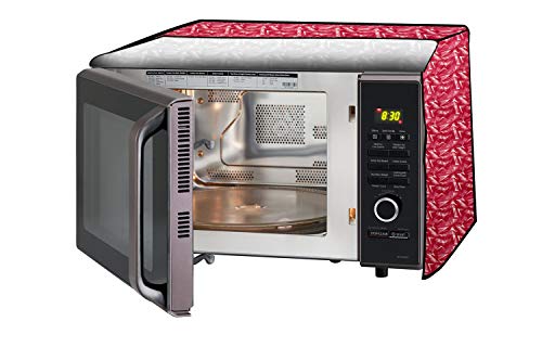 Image of Stylista Microwave Oven Cover for LG 21L MC2146BG Frieze Pattern Red