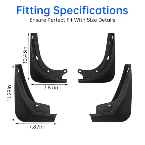 Image of Zekrom Upgraded Mud Flaps for Tesla Model 3 2016-2023 Accessories, No Drilling Required, All-Weather Mud Splash Guard Body Kits (Set of 4 Black)