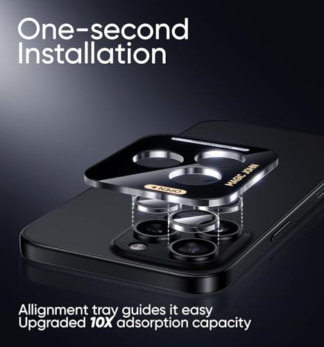 MAGIC JOHN for iPhone 16 Pro Max/16 Pro Camera Lens Protector [Alignment Kit&1:1 Invisible Perfect Fit] 9H Aerospace Tempered Glass Anti-Scratch Durable, Individual Cover Ring, Case Friendly, Set of 2, Clear