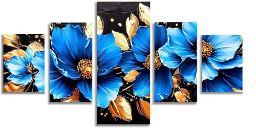 Broderie diamant fleurs bleues pour décorer votre salon avec ce grand kit complet Mefooge 5D