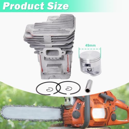 Adefol Nikasil 49mm Cylinder Piston Kit & 3/8" -7T Spur Clutch Drum Kit for Stihl MS391 Chainsaw, MS391 Cylinder Piston Kit with Clutch Drum Kit Replace 11400201204, 1138 160 2010 - 2