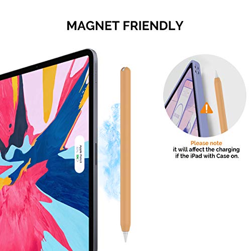 Image of AHASTYLE Ultra Thin Case Silicone Skin Cover Compatible with Apple Pencil 2nd Generation, iPad Pro 11 12.9 inch-2 Pack (Black & Orange)