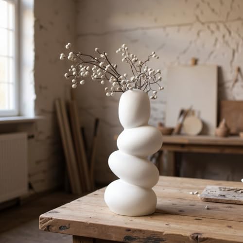 Image of Decorative Glass Vase for Flower Plants | Clear Glass vases for Home Decor | Glass vase for Living Room (Pebble vase)