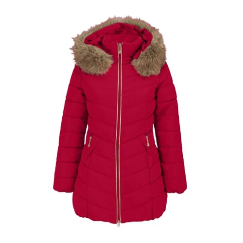 Women's Long Winter Faux Fur Puffer Quilted Coat With Pocket Hooded Zip Up Padded Down Long Sleeve Thick Jacket2