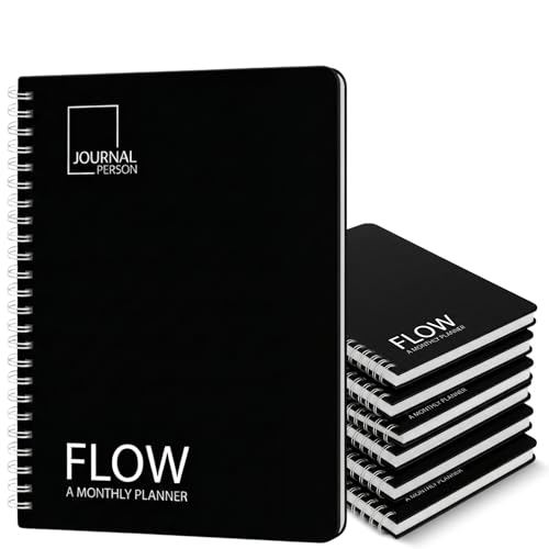 Image of Flow | Undated Monthly Planner | A5 | 96 Pages | Daily Planner Pages, To-do lists, Meeting Notes, Habit Tracker | Productivity Planner for Work & Life Flow-Pack of 6