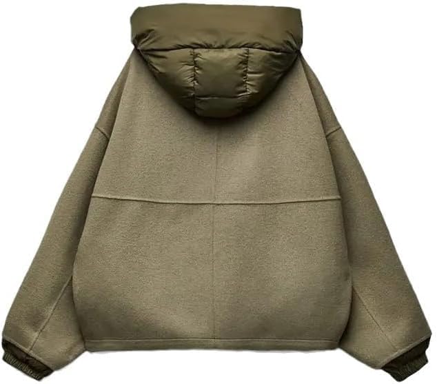 Damen-Jacke, Übergröße, gepolsterter Kragen, Reißverschluss, hoher Ausschnitt, lockere Passform, lässig, modisch, langärmelig, kurze Oberbekleidung, Winter, Streetwear