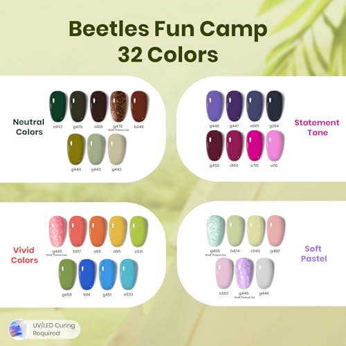 Image of Beetles 55Pcs Gel Nail Polish Kit with U V Light and Nail Drill - 32 Color Gel Nails Kit Fun Camp Professional Manicure Set with Everything and Base Top Coat Home Salon Gifts for Women