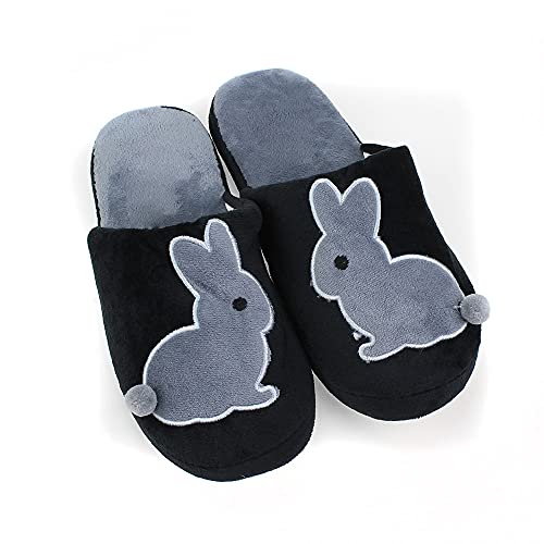 Pantufas femininas adulto domésticas inverno veludo desenho animado fofo (38-39, Preto)