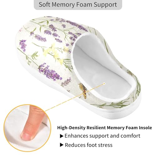 JUNZAN Safari Lavender Neutral Womens Cotton Slippers Wide Memory Foam Ladies Slippers for Outdoor Birthday Presents 6-72