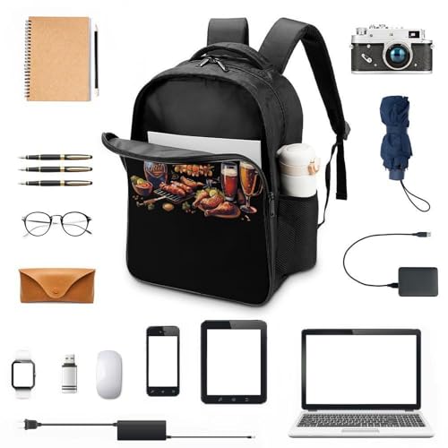 Barbecue Food BBQ Funny 16 Inch Backpack for Men Women Casual Daypack with 2 Compartment for Travel Work3