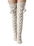 Photo Gallery miucchy calze lunghe da donna a maglia, invernali, sopra il ginocchio, beige, etichettalia unica Photo Gallery miucchy calze lunghe da donna a maglia, invernali, sopra il ginocchio, beige, etichettalia unica