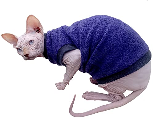 Pull pour chat de race nu en polaire violette premium XL