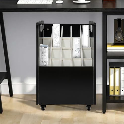 20-Slot Blueprint Organizer with Wheels Roll File Storage Holder Movable Roll File Cart Document Holder Blueprint Cabinet Construction Plan Holders for Achitectural Drawings Poster Map Storage