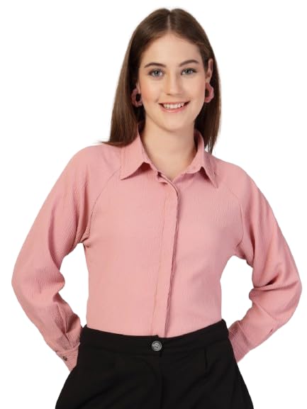 Image of Style Quotient Women Pink Smart Casual Shirt