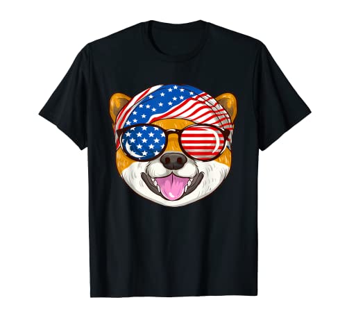 4 luglio USA Dog Lover - Funny Patriotic Shiba Inu Maglietta