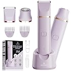 VG VOGCREST Bikini Trimmer for Women: 2-in-1 Painless Body Shaver for Underarm Leg Arm - Portable Travel Friendly Pubic Grooming Kit - Rechargeable Electric Razor with Charging Dock