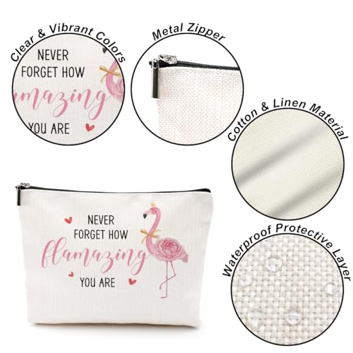 Funny Pink Flamingos Cosmetic Bag Flamingo Gifts Flamingo Decor Party Supplies Inspirational Christmas Friendship Birthday Gifts for Women Lovers Daughter Friend Coworker Makeup Bag4