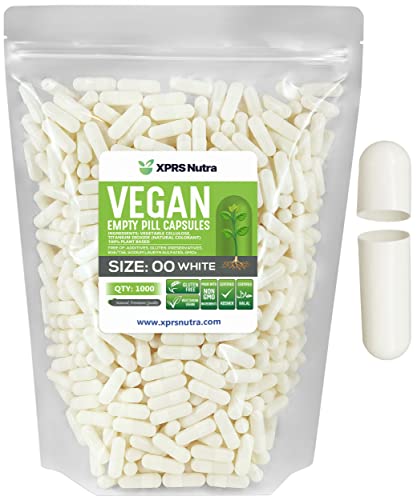 Image of XPRS Nutra Size 00 Empty Capsules - 1000 Count Empty Vegan Capsules - Vegetarian Pills - DIY Vegetable Capsule Filling- Veggie Vegi Pill Caps for Do-It-Yourself Supplements and Vitamins (White)