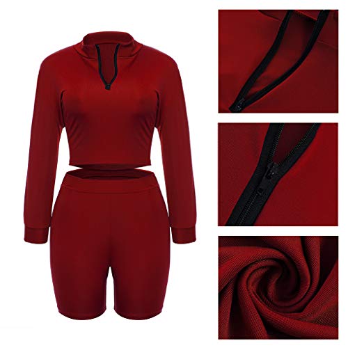 Women 2 Piece Short Set Sexy Outfits for Women Sweatsuits Matching Tracksuit Set Cute Loungewear Casual Clubwear Red L