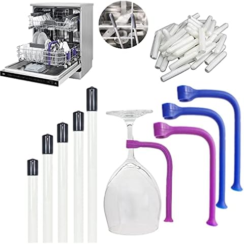 JinYu 24 Set Stemware Saver Stemware Holder Dishwasher Wine Glass Protector Dishwasher Attachment 28cm 24cm 21cm 17cm 11.5cm, Universal Dishwasher Rack Tine Repair End Cover Caps Cover