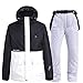 RSTJ-Sjef Les Nouveaux Costumes De Planche À Neige pour Les Hommes Et Les Femmes des Couples Coupe-Vent, Imperméable À l'eau Et La Chaleur Épaissie Pantalon De Ski Coréen Costume,White Pants,XXXL