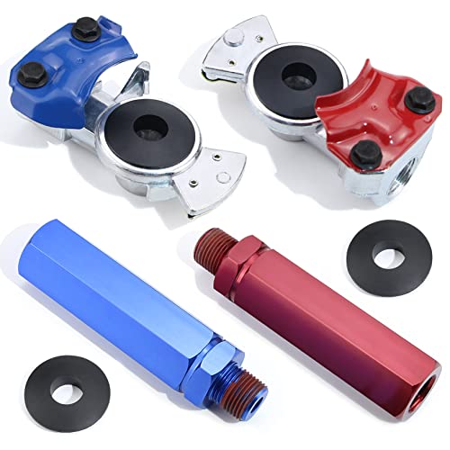 Ibroprat Glad Hand Grips Set With Seals,Gladhand Extension Handles Kit Emergency & Service Brake Air Hose Coupling Connectors For Semi Trucks Trailers Tractors Rvs, Glad Hands Parts Red Blue 1 Pair #TOP6