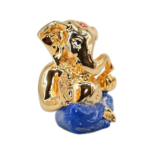 Image of Gold Plated Appu Ganesha | Ganpati Murti Idol for Car Dashboard, Office Desk, Home Temple & Gifting |Blessings & Prosperity |Positivity Good Luck & Success | Height 2.7 Inch