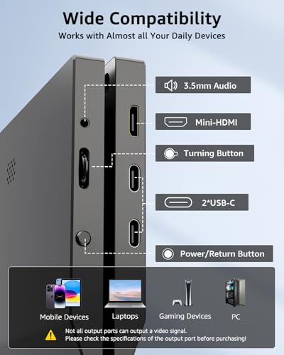 Image of Yodoit Portable Monitor for Laptop 1920x1200 14 inch FHD Travel IPS Screen Display with USB Type C Port and Built-in Speakers with Cover Compatible with PC, MacBook, Xbox