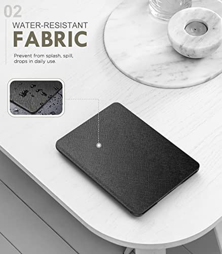 MoKo Funda para Kindle Paperwhite 11ª Generación (Modelo 2021) 6.8" y Kindle Paperwhite Signature Edición, PC Estuche Carcasa Estilo Niños con Auto Sueño/Estela, Negro