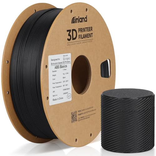 Inland Micro Center ABS Basics Filament 1.75mm, Black – 1KG Spool – Dimensional Accuracy +/- 0.03mm, (ABS Basics, Black)