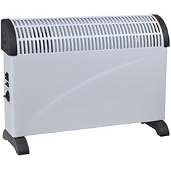 Svan Ventilador Svan Convector Eléctrico Bajo Consumo Blanco y negro SCEV2000H. 2000W, 3 Niveles de potencia, Función Turbo, Termostato Regulable, Incluye Kit de Montaje en Pared