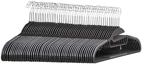 Amazon Basics Non-Slip Heavy Duty Plastic Hanger with Rubber and Horizontal Bar, White (30-Pack)